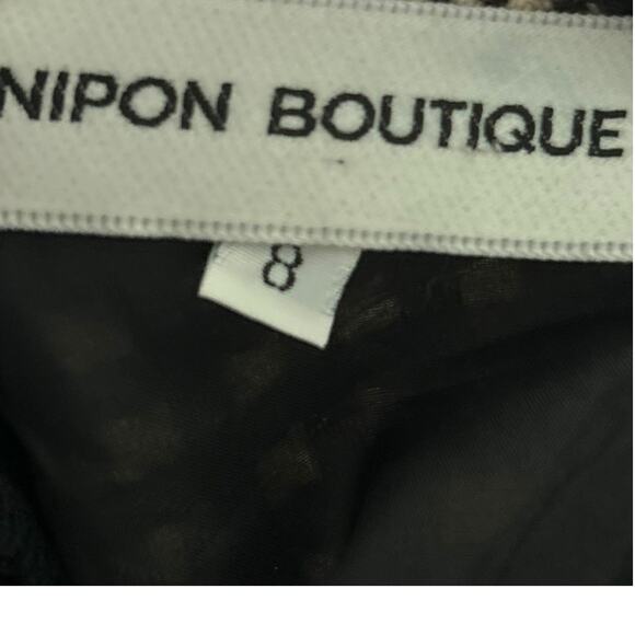 Vintage Wool Dress Nipon Boutique Long Sleeve Button Houndstooth Black 8 - Picture 6 of 9